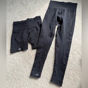 SET Active Black Leggings and Shorts Set